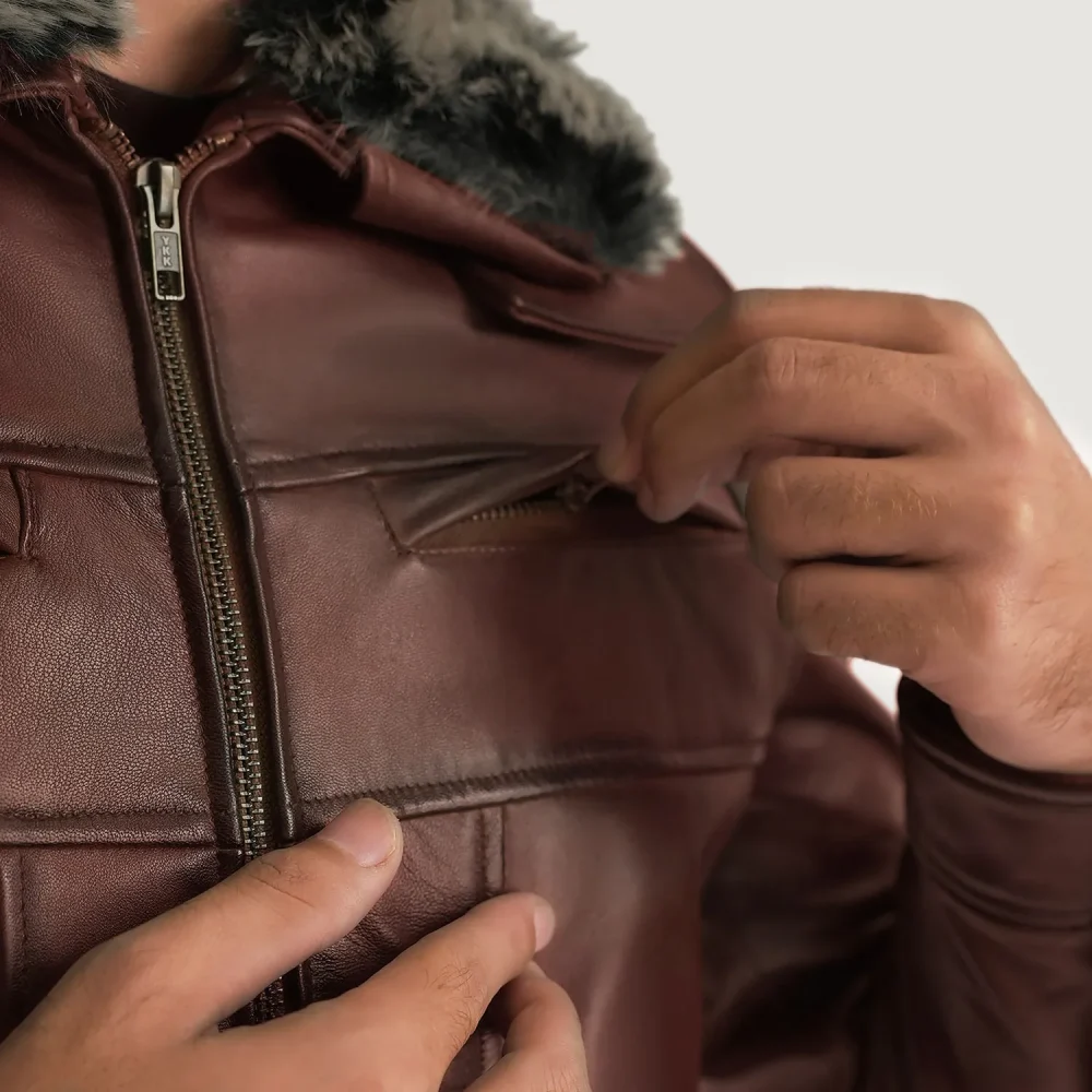 Evan Hart Fur Brown Leather Jacket-reviseleather