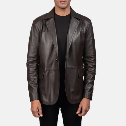 Daron Brown Leather Blazer-reviseleather