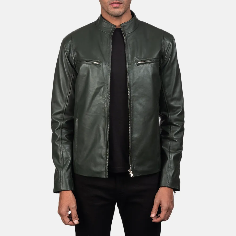 Ionic Green Leather Biker Jacket-reviseleather