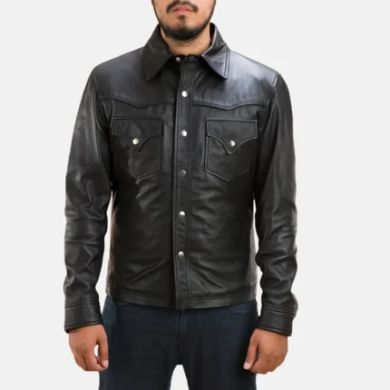 Ranchson Black Leather Shirt-reviseleather