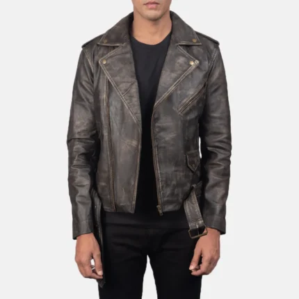 Allaric Alley Distressed Brown Leather Biker Jacket-reviseleather