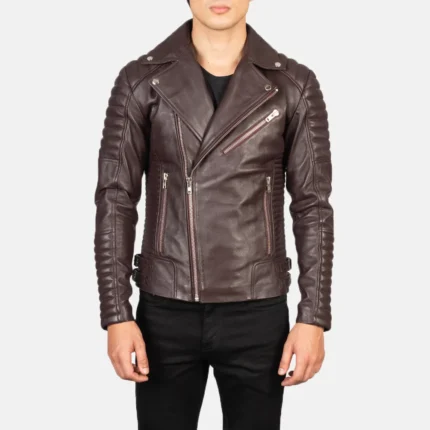Armand Maroon Leather Biker Jacket-reviseleather
