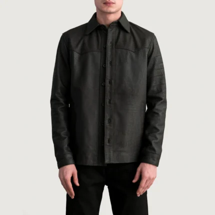 Bronco Tumbled Brown Leather Shirt-reviseleather