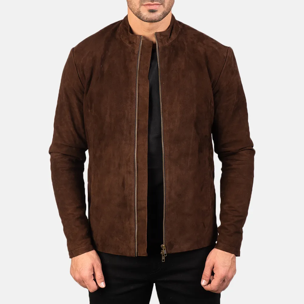 Charcoal Mocha Suede Biker Jacket-reviseleather