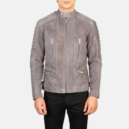 Damian Grey Suede Biker Jacket-reviseleather