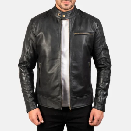 Dean Black Leather Biker Jacket-reviseleather