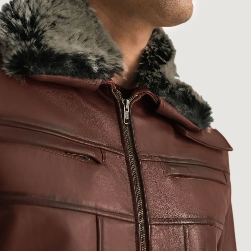 Evan Hart Fur Brown Leather Jacket-reviseleather