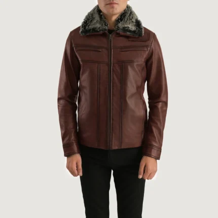 Evan Hart Fur Brown Leather Jacket-reviseleather