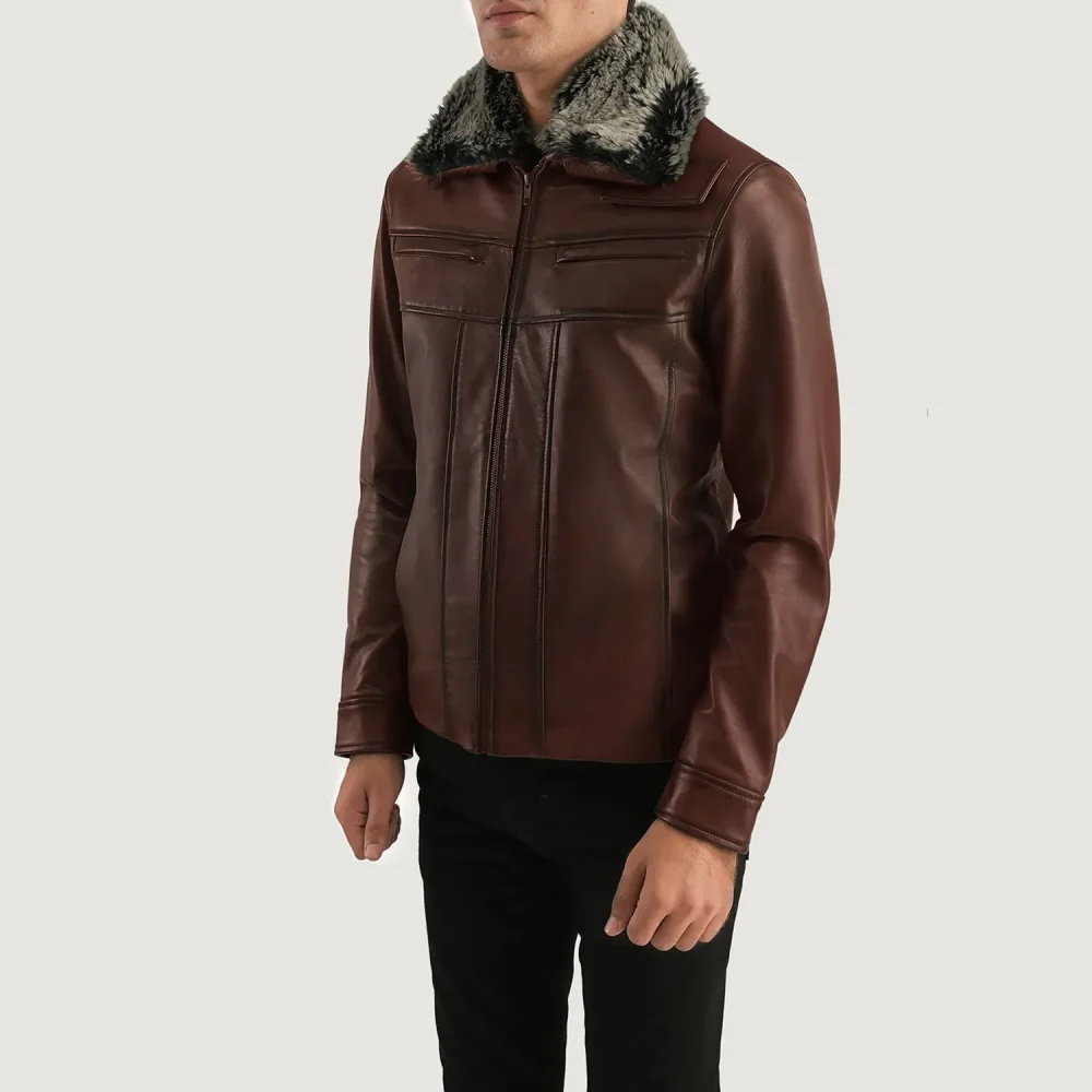 Evan Hart Fur Brown Leather Jacket-reviseleather