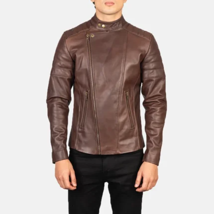 Faisor Brown Leather Biker Jacket-reviseleather