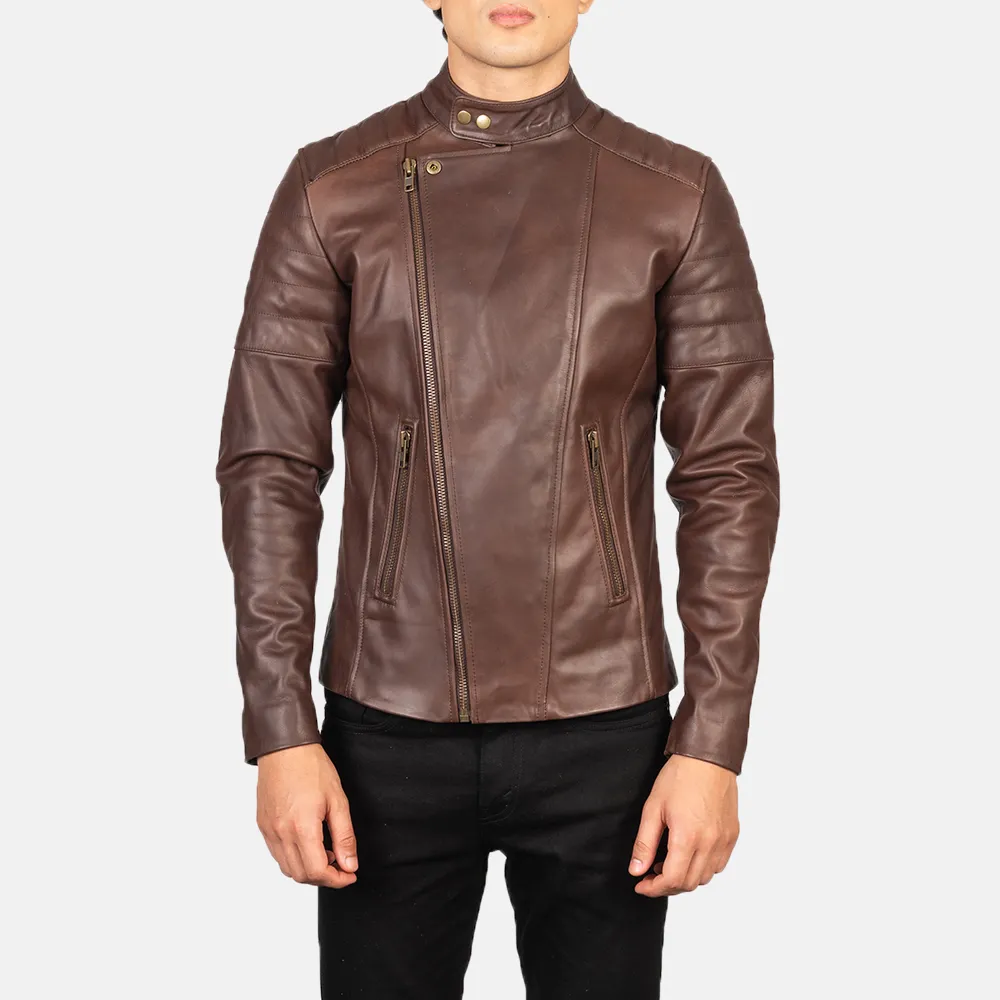 Faisor Brown Leather Biker Jacket-reviseleather