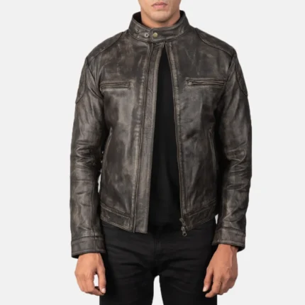 Gatsby Distressed Brown Leather Jacket-reviseleather