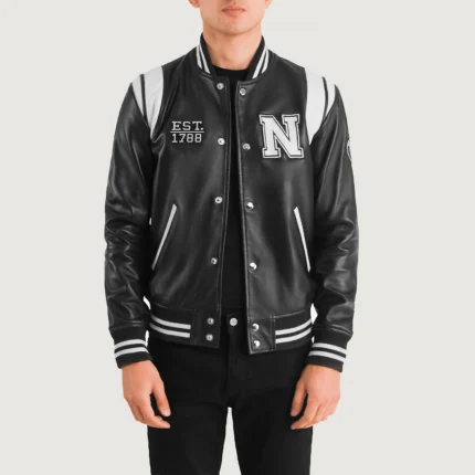 Liberte New York Black Leather Varsity Jacket-reviseleather