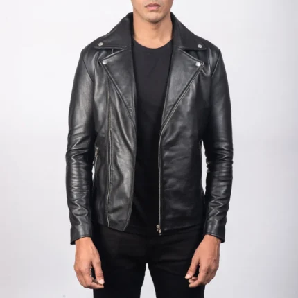 Noah Black Leather Biker Jacket-reeviseleather