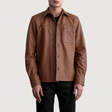 Scout Matte Brown Leather Shirt-reviseleather