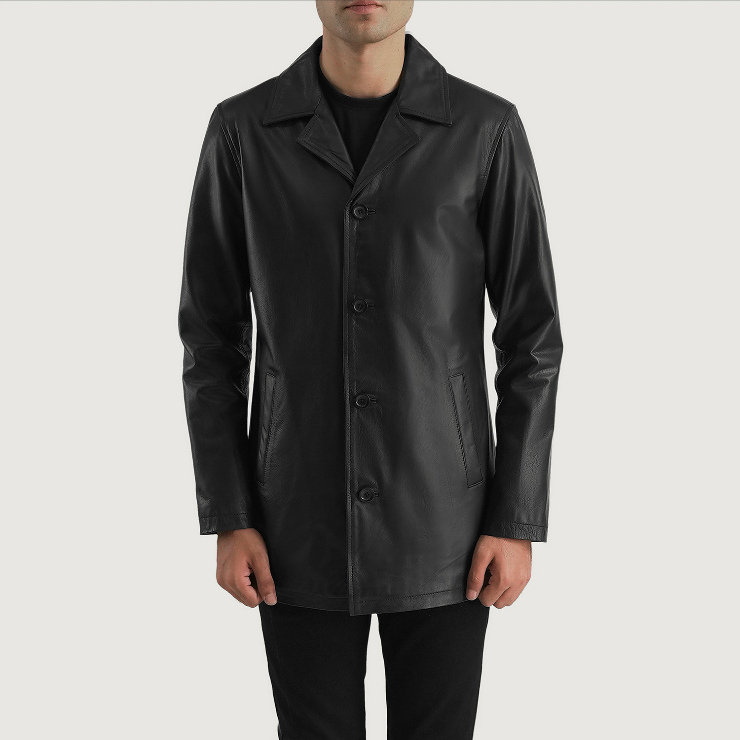 Urban Slate Black Leather Coat-reviseleather