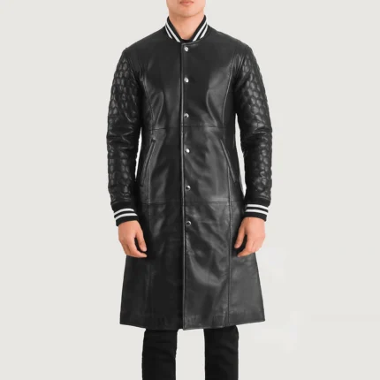 Wilde Black Leather Varsity Coat-reviseleather