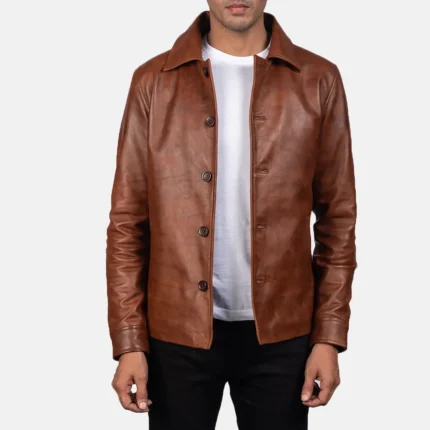 Waffle Brown Leather Jacket-reviseleather