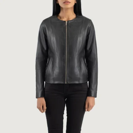 Elixir Black Collarless Leather Jacket-reviseleather