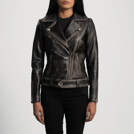 Rumy Distressed Brown Leather Biker Jacket-reviseleather