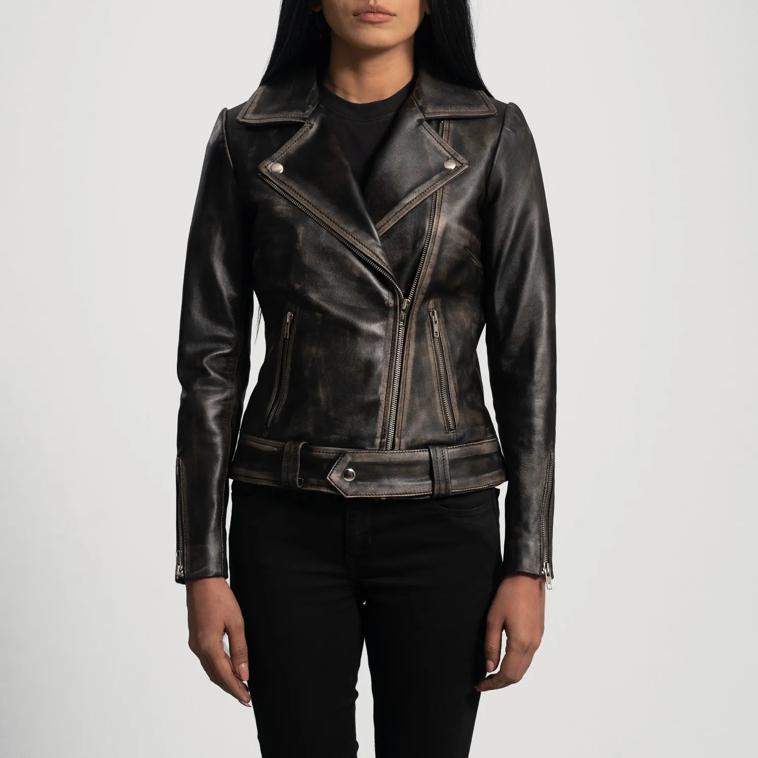 Rumy Distressed Brown Leather Biker Jacket-reviseleather