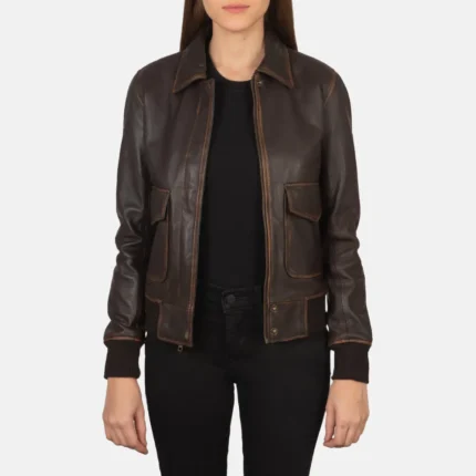 Westa A-2 Brown Leather Bomber Jacket-reviseleather