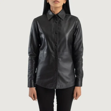 Zenith Black Leather Shirt Jacket-reviseleather
