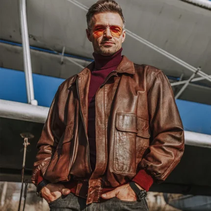 Men's Leather Bomber Jacket- Reviseleather