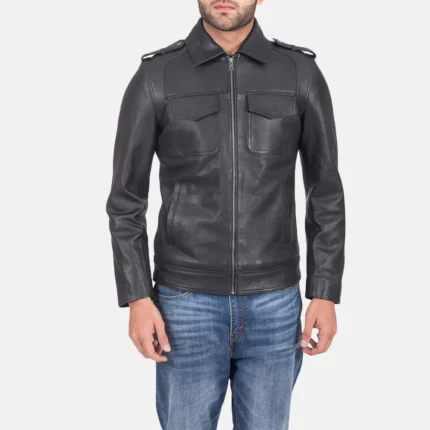 Sergeant Black Leather Jacket-reviseleather