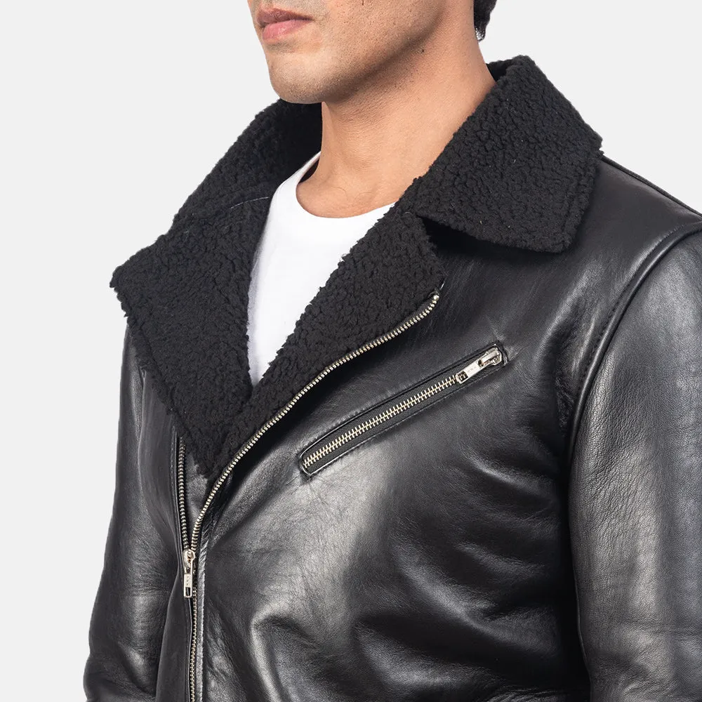 ALBERTO SHEARLING BLACK LEATHER JACKET-reviseleather