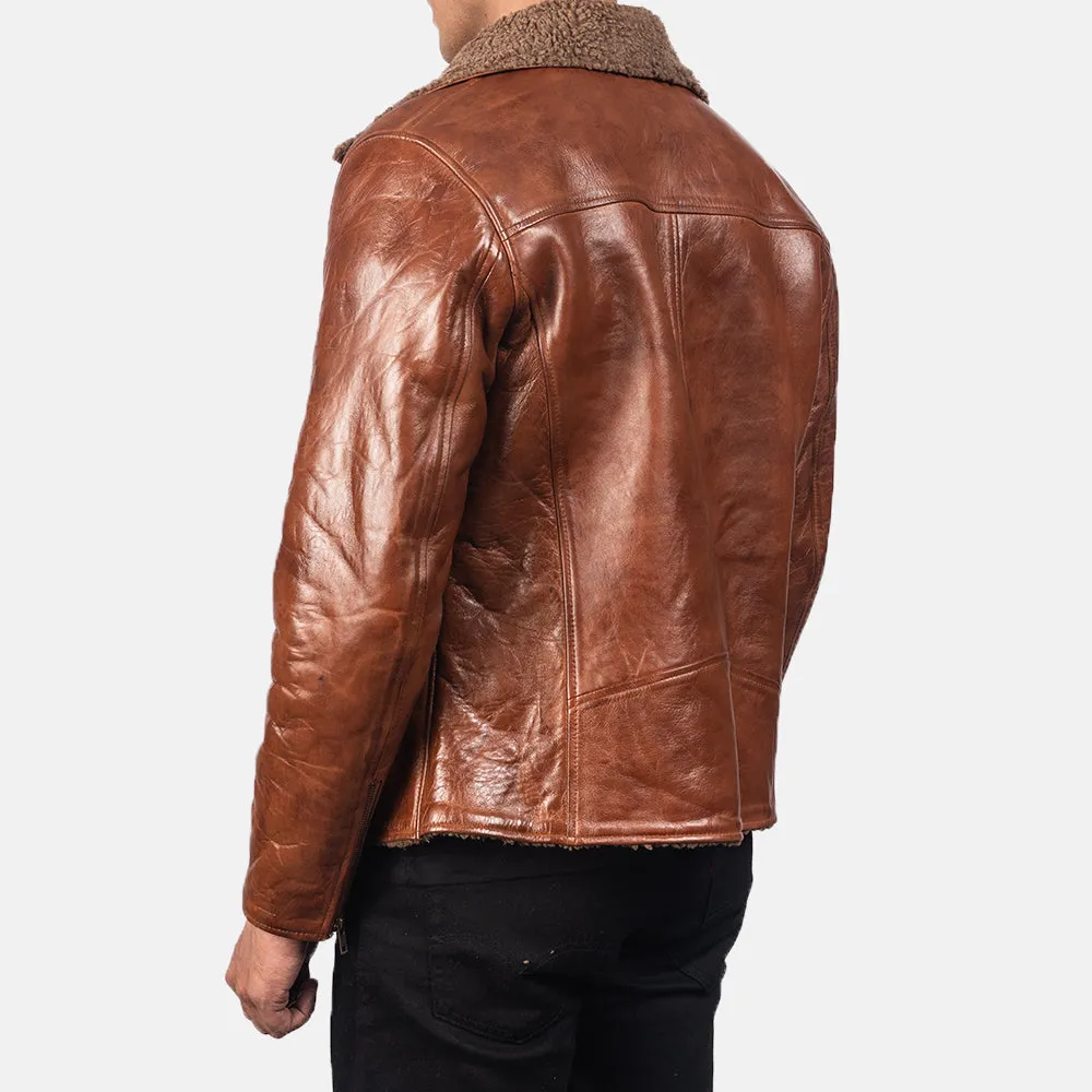ALBERTO SHEARLING BROWN LEATHER JACKET-reviseleather