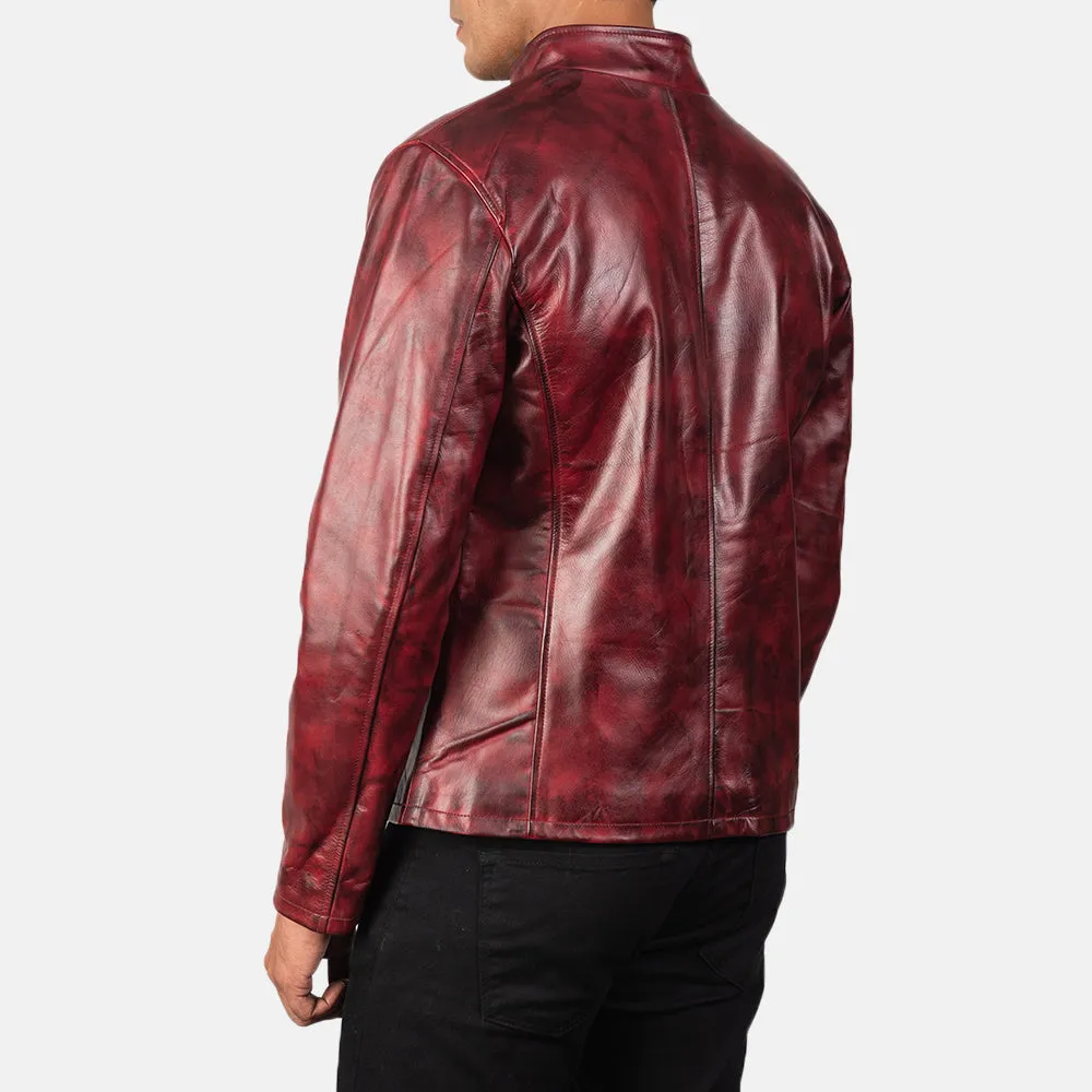Alex Distressed Burgundy Leather Jacket-reviseleather