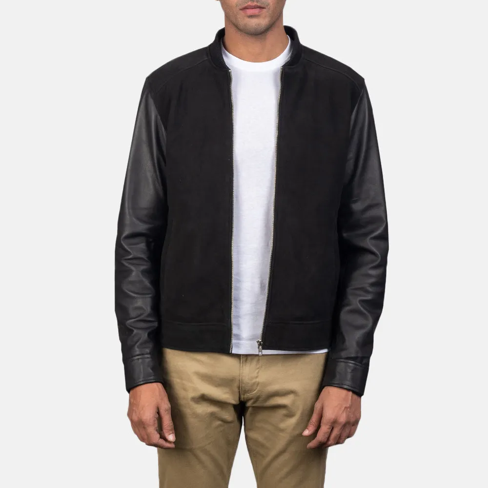 Blain Black Hybrid Bomber Jacket-reviseleather