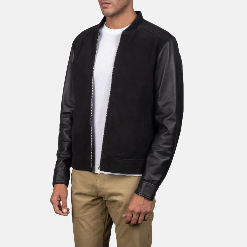 Blain Black Hybrid Bomber Jacket-reviseleather