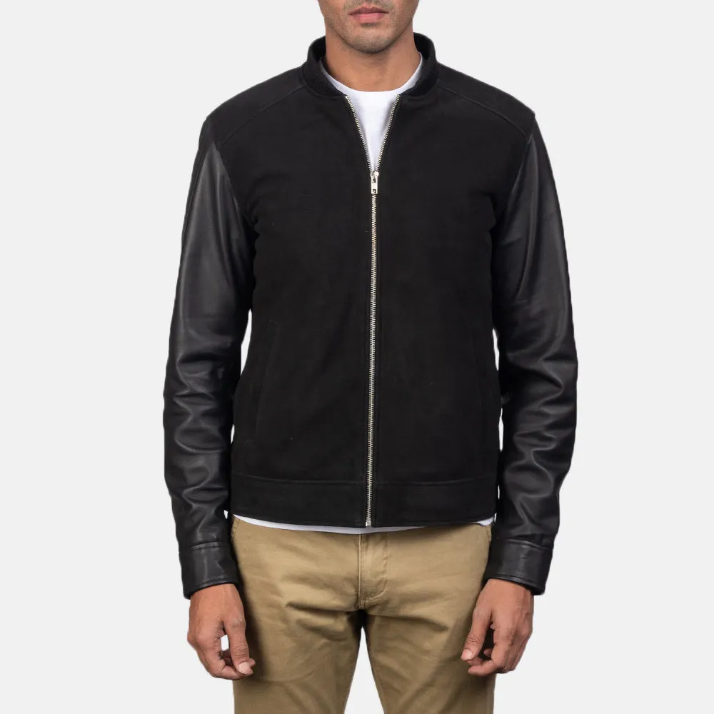 Blain Black Hybrid Bomber Jacket-reviseleather