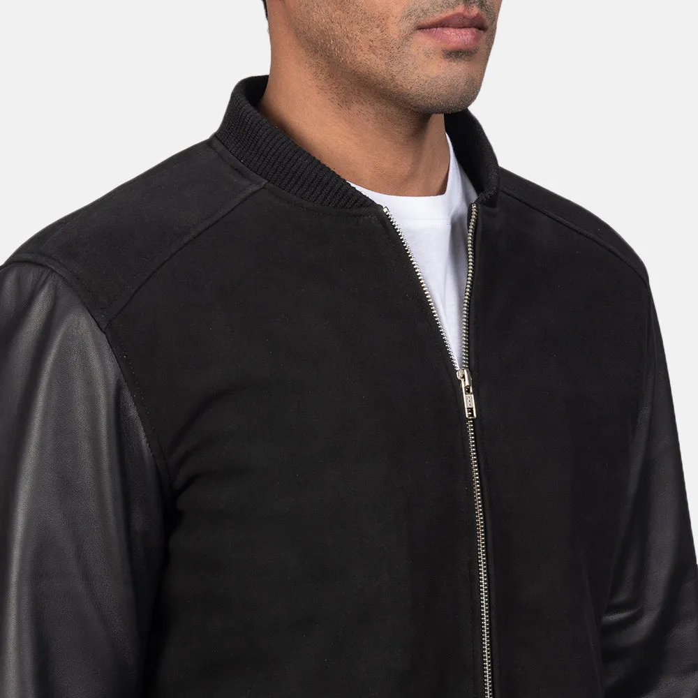 Blain Black Hybrid Bomber Jacket-reviseleather