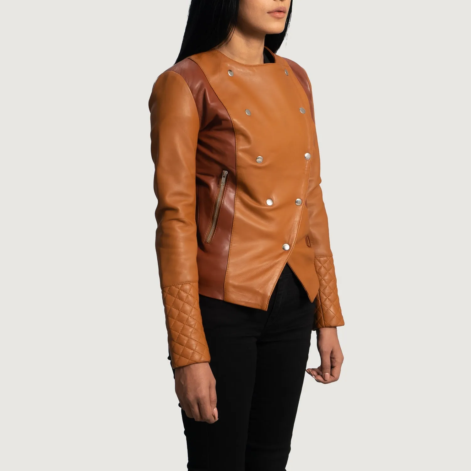 County Tan Overlap Leather Jacket-reviseleather