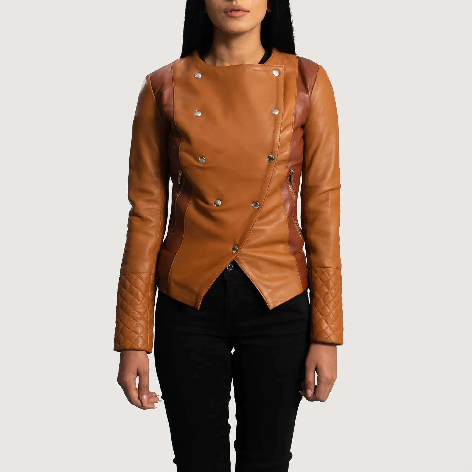 County Tan Overlap Leather Jacket-reviseleather