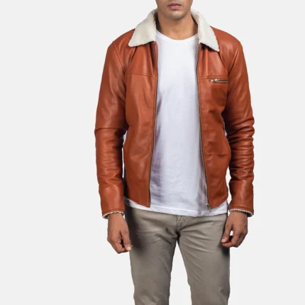 Dan Frost Tan Shearling Jacket-reviseleather