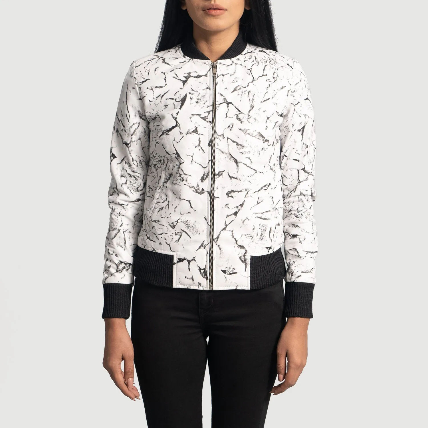 Donna Blake White Leather Bomber Jacket-reviseleather