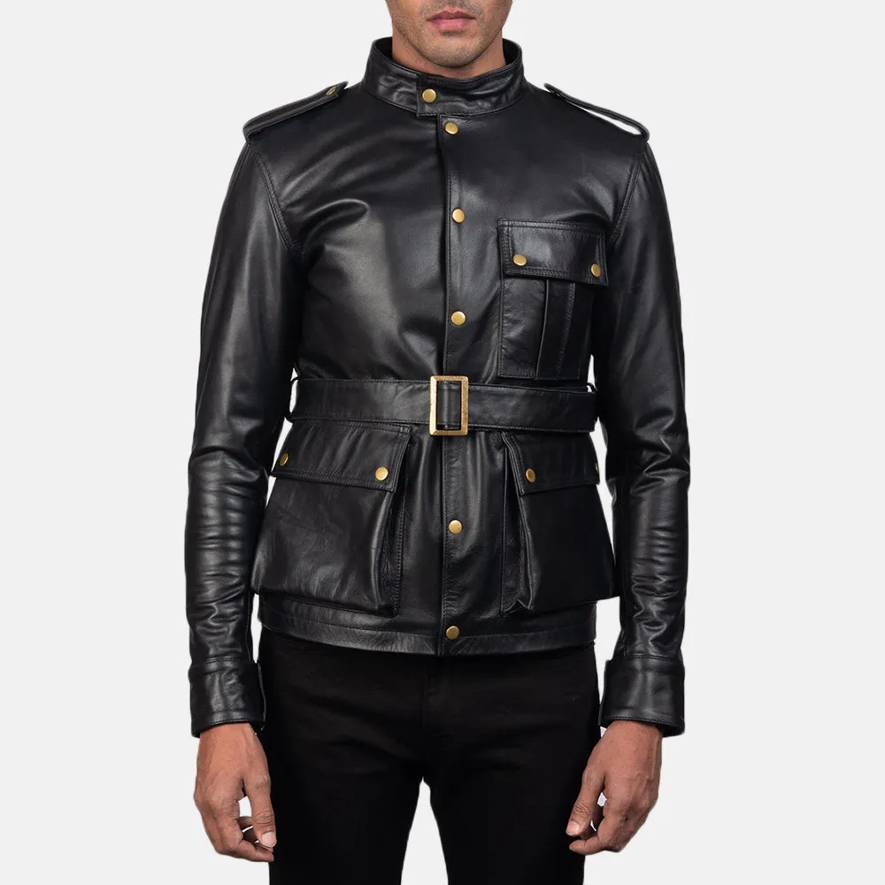 GERMAIN BLACK LEATHER JACKET-reviseleather