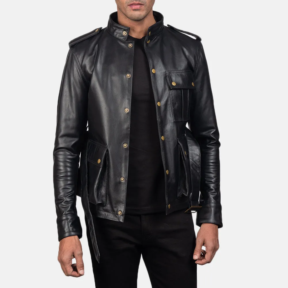 GERMAIN BLACK LEATHER JACKET-reviseleather
