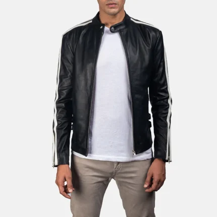 Hank Black Leather Biker Jacket-reviseleather