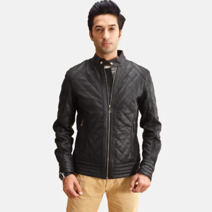 Henry Quilted Black Leather Jacket-reviseleather
