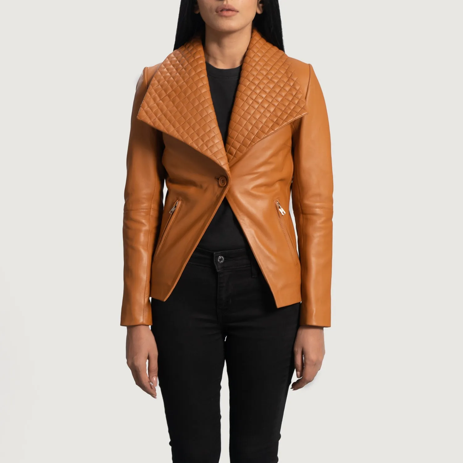 Lee Tan Brown Leather Blazer-reviseleather
