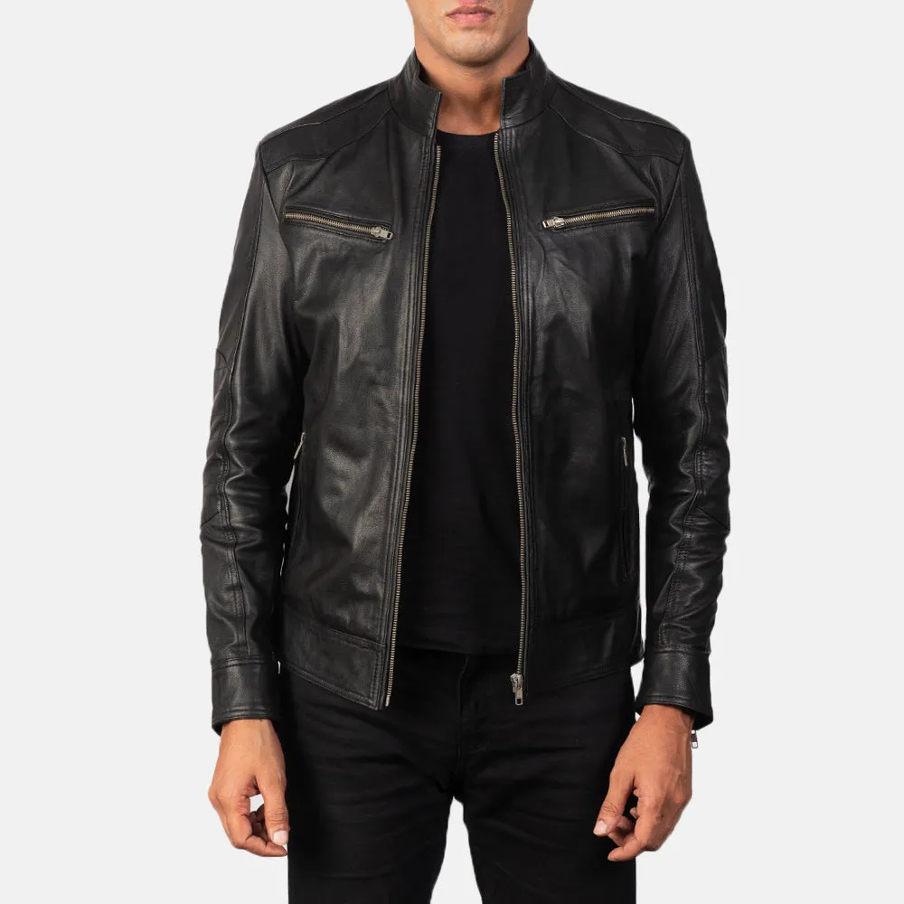 Mack Black Leather Biker Jacket-reviseleather