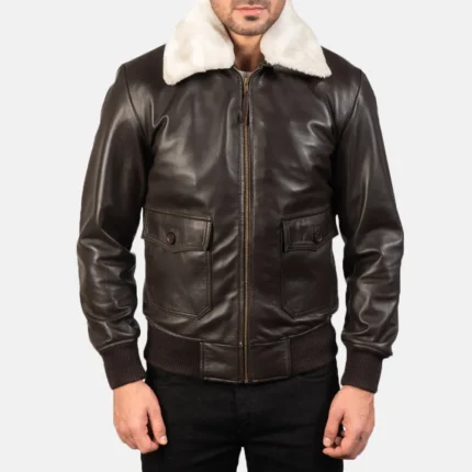 Airin G-1 Brown Leather Bomber Jacket-reviseleather