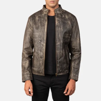 Alex Distressed Brown Leather Biker Jacket-reviseleather