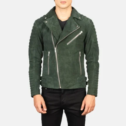 Armand Green Suede Biker Jacket-reviseleather