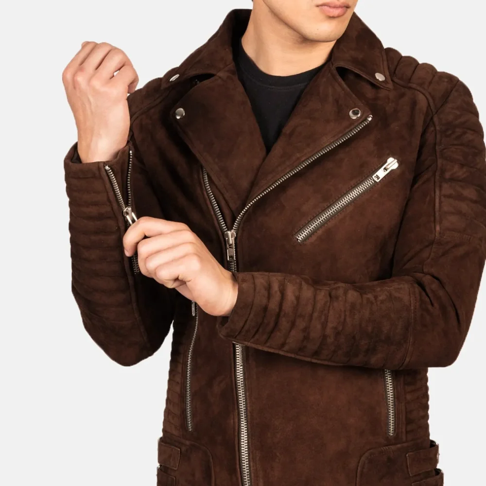 Armand Mocha Suede Biker Jacket-reviseleather